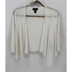 I.N. Juniors White Open Front Shrug 3/4 Sleeves Cardigan